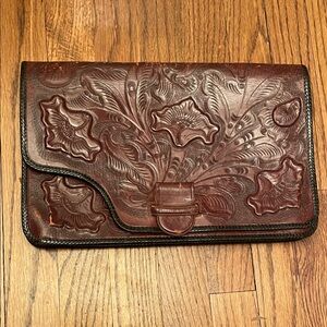vintage raymond’s leather hand tooled clutch